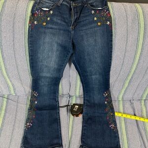 Fire & Rain Embroidered Flare Jeans, Juniors Size 13